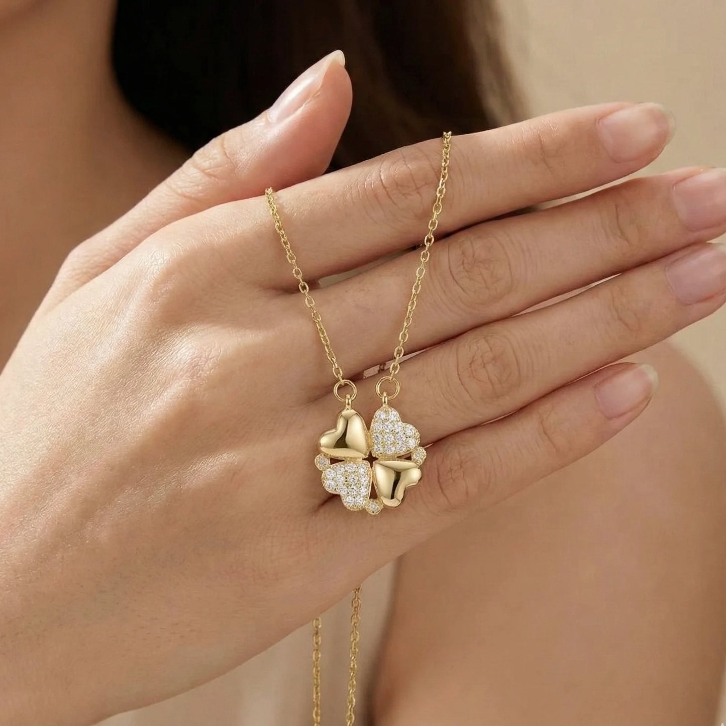 18KT Gold Plated Lucky & Love Pendant Necklace