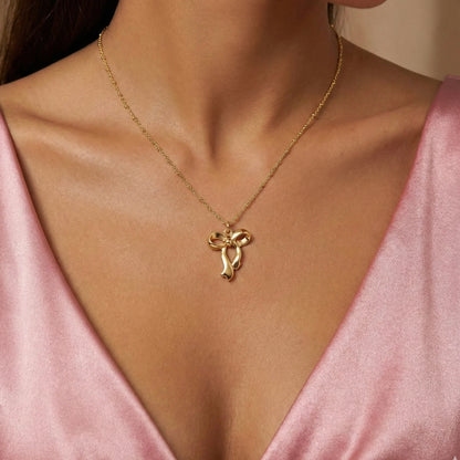 18KT Gold Plated Delicate Bow Romance Pendant