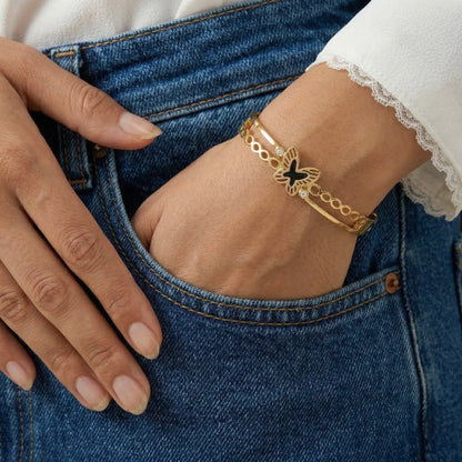18Kt Gold Plated Elegant Butterfly Bangle Bracelet