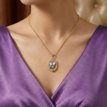 18KT Gold Plated Vintage Pearl Blossom Pendant