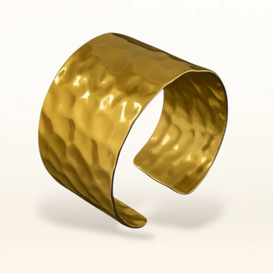 Bold Hammered Gold Bracelet Cuff