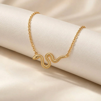 18Kt Gold Plated Snake Pendant Necklace for Women
