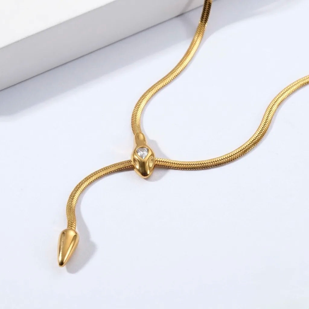 18Kt Gold Plated Snake Chain Y Drop Necklace