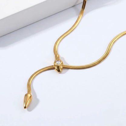18Kt Gold Plated Snake Chain Y Drop Necklace