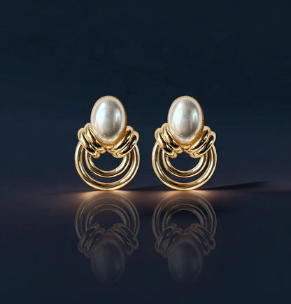 Layered Loop Studs with Pearl Top  – Anti-Tarnish Modern Classic
