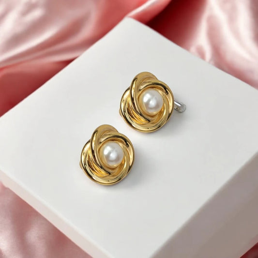 Pearl Bloom Studs – Gold Plated Daily Luxe Earrings