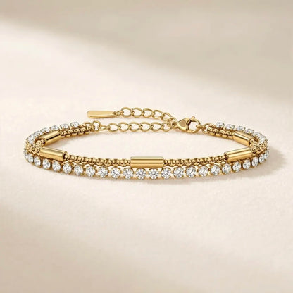 18Kt Gold Plated Double Layer Tennis Bracelet