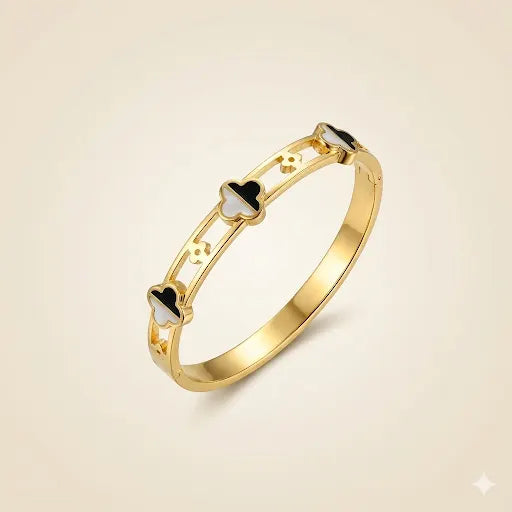 Dual Tone Clover Charm Bracelet