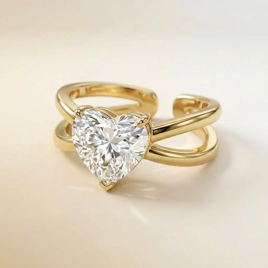 Adjustable, 18Kt Gold Plated luxe Solitaire Designer Ring