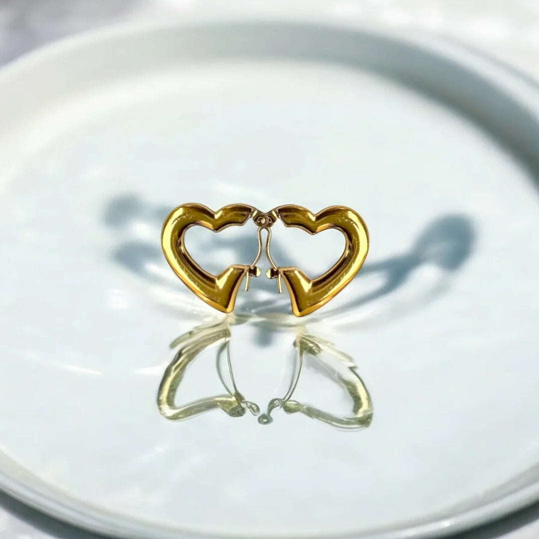 Chunky Heart Hoops – 18K Gold Plated & Waterproof