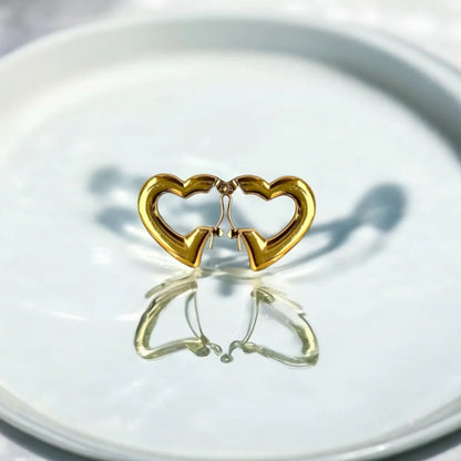 Chunky Heart Hoops – 18K Gold Plated & Waterproof