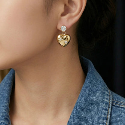 18KT Gold Plated Timeless Heart Sparkle Earrings