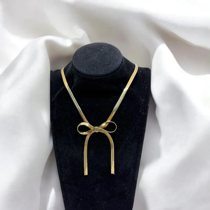 Golden Ribbon Bow Necklace