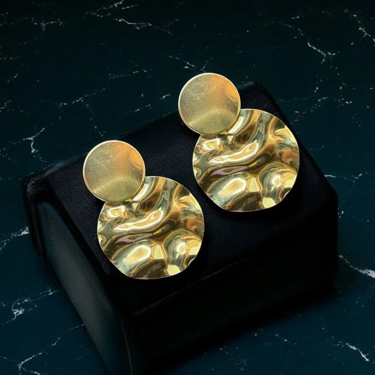 Glossy Gold Disc Earrings - 18K Gold Plated & Waterproof