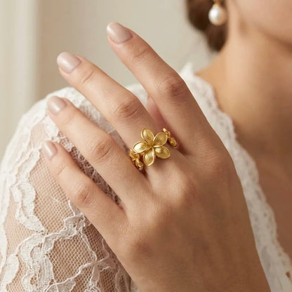 Adjustable,18Kt Gold Plated Flower Crown Style Ring ✨