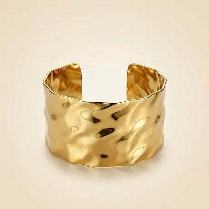Bold Hammered Gold Bracelet Cuff