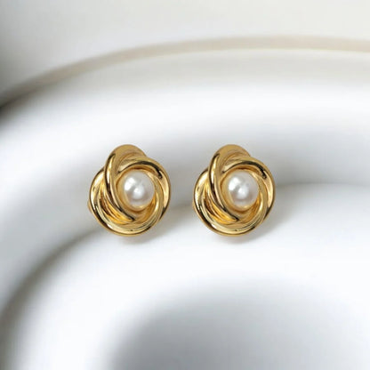 Pearl Bloom Studs – Gold Plated Daily Luxe Earrings