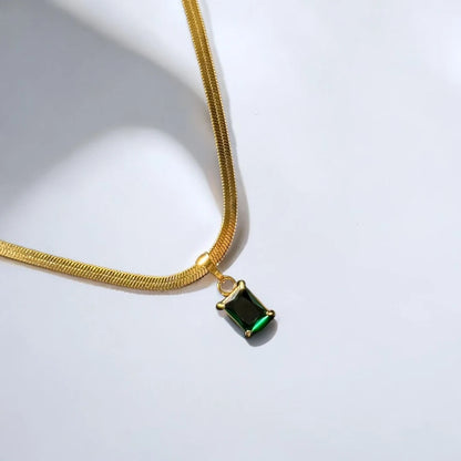 Green Gleam Anti-Tarnish Necklace Pendant