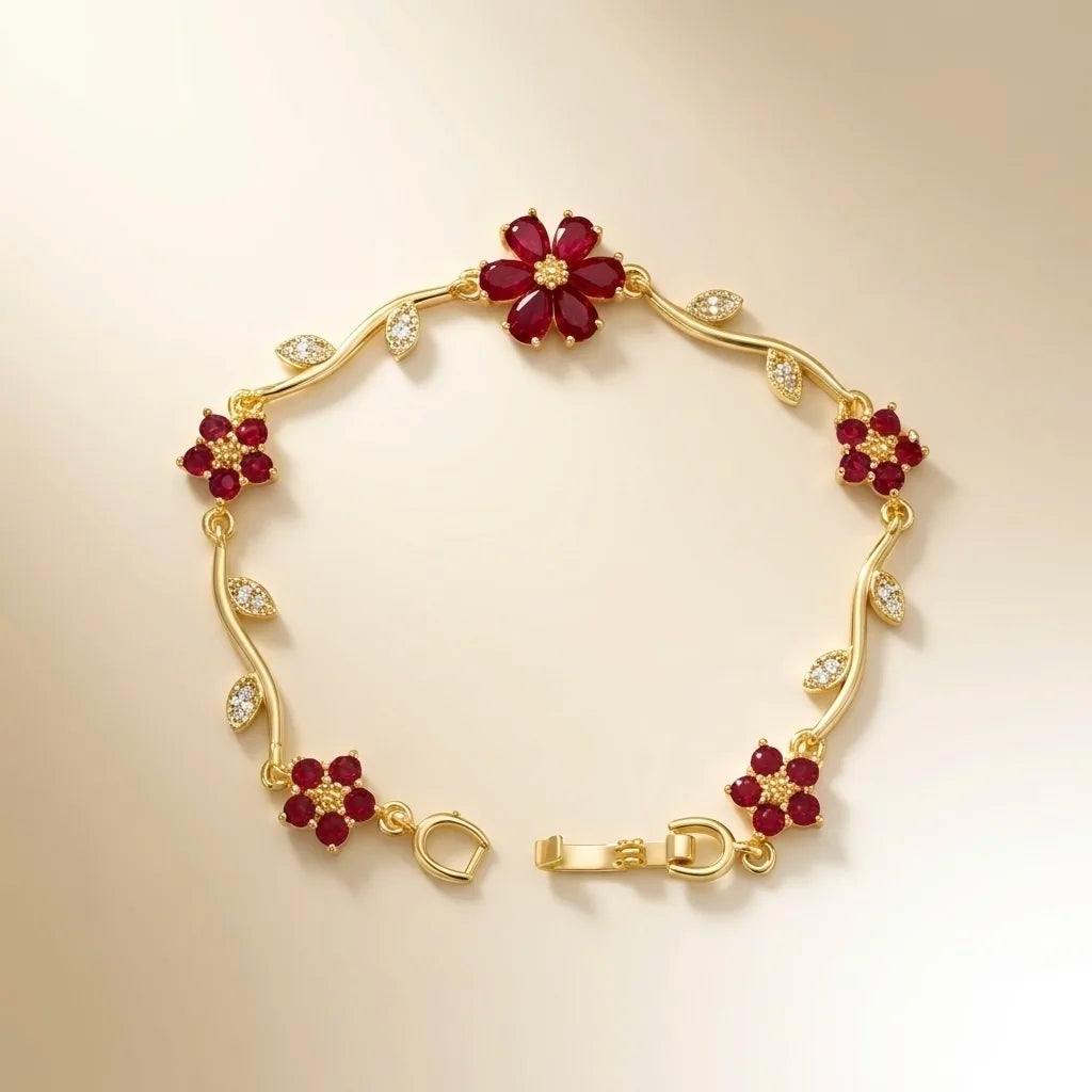 18Kt Gold Plated Crystal Flower Vine Bracelet