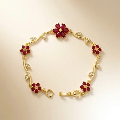 18Kt Gold Plated Crystal Flower Vine Bracelet