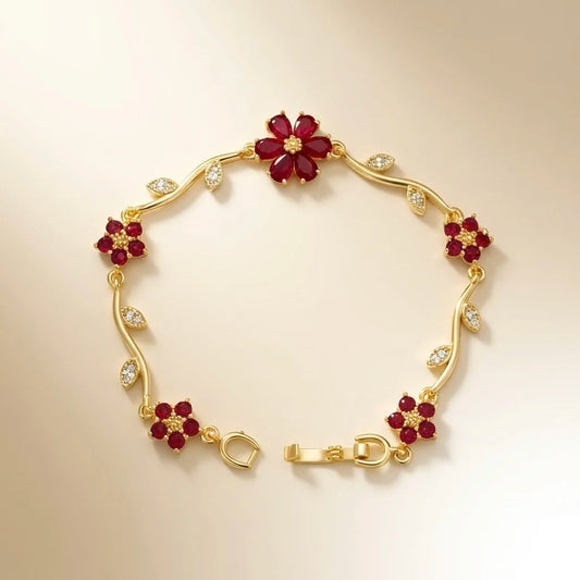 18Kt Gold Plated Crystal Flower Vine Bracelet