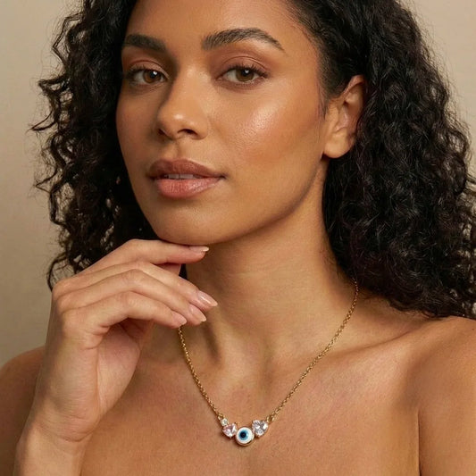 18Kt Gold Plated Evil Eye Heart CZ Heart Pendant