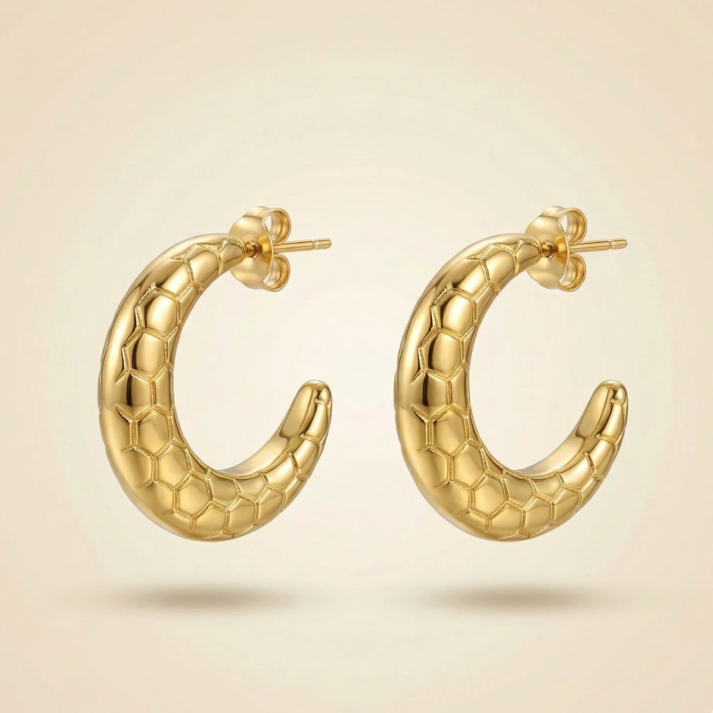 18KT Gold Plated Statement C-Shape Hoops