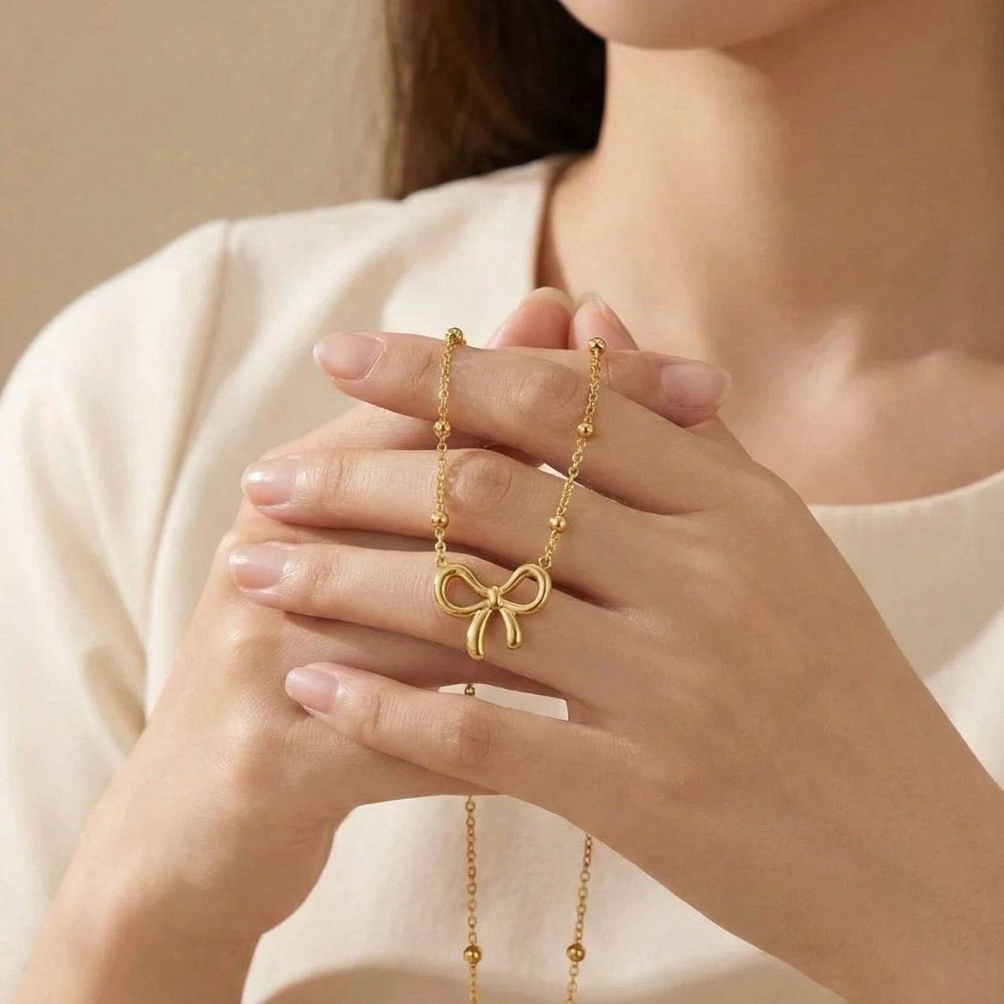 18KT Gold Plated Sweetheart Bow Pendant