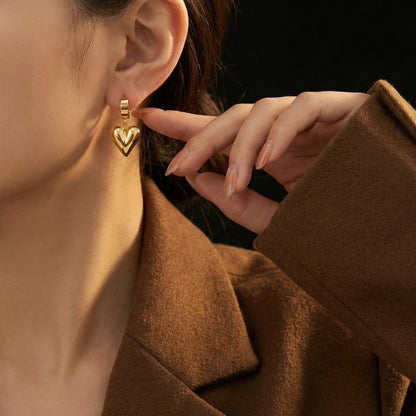 18KT Gold Plated Elegant Heart Dangling Earrings