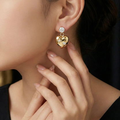18KT Gold Plated Timeless Heart Sparkle Earrings