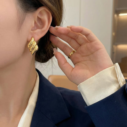 18KT Gold Plated Wavy Swirl Studs – Stainless Steel | Jyarsh Exclusive