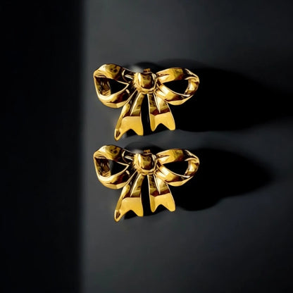 Golden Bow Charm Studs 18K Gold Plated