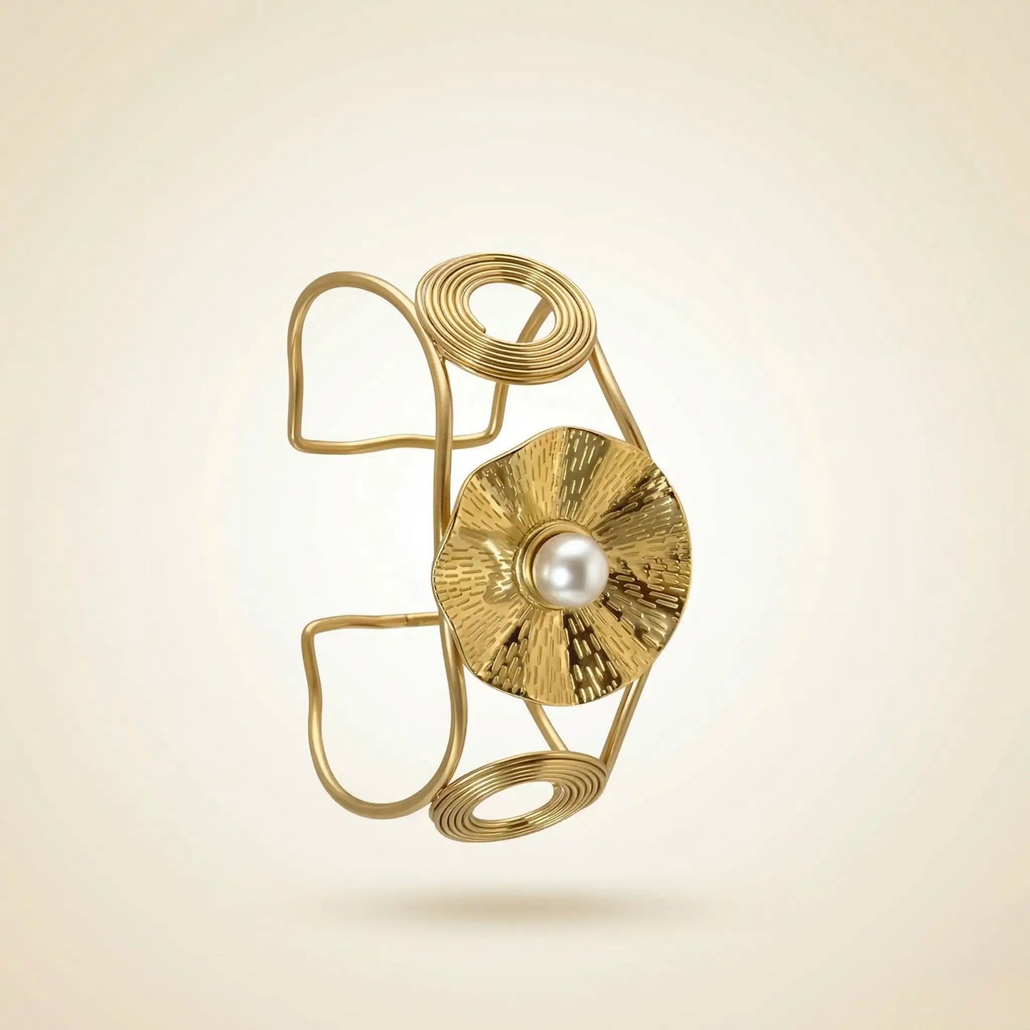 18KT Gold Plated Galaxy Pearl Orbit Bracelet Cuff