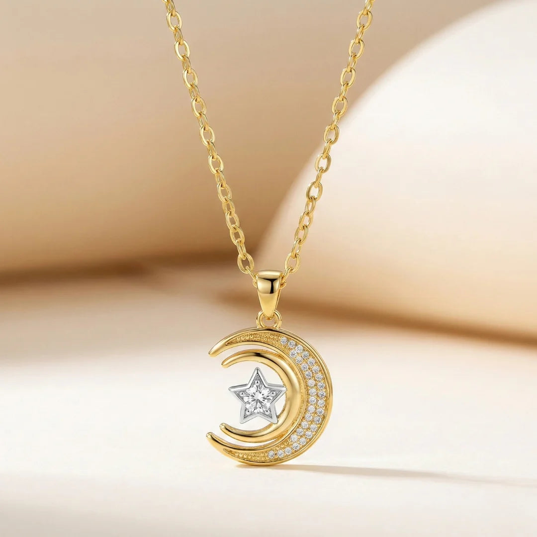 18KT Gold Plated Celestial Dreams Moon Pendant