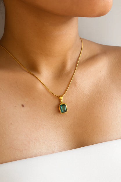 Timeless Emerald Charm Necklace