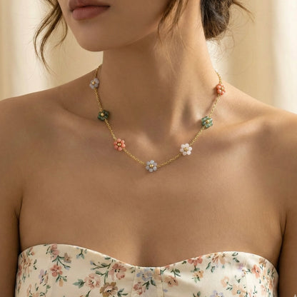 18KT Gold Plated Rainbow Blossom Floral Chain