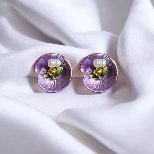 JH Purple Garden Stud Earrings