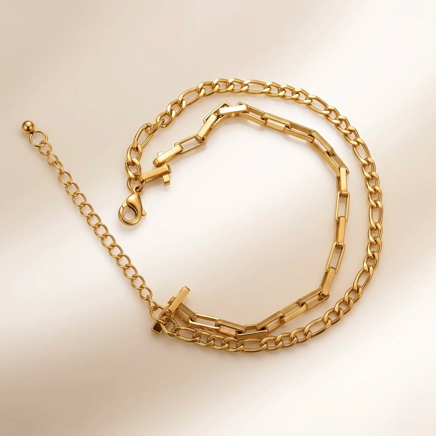 18Kt Gold Plated Dual Chain Link Bracelet