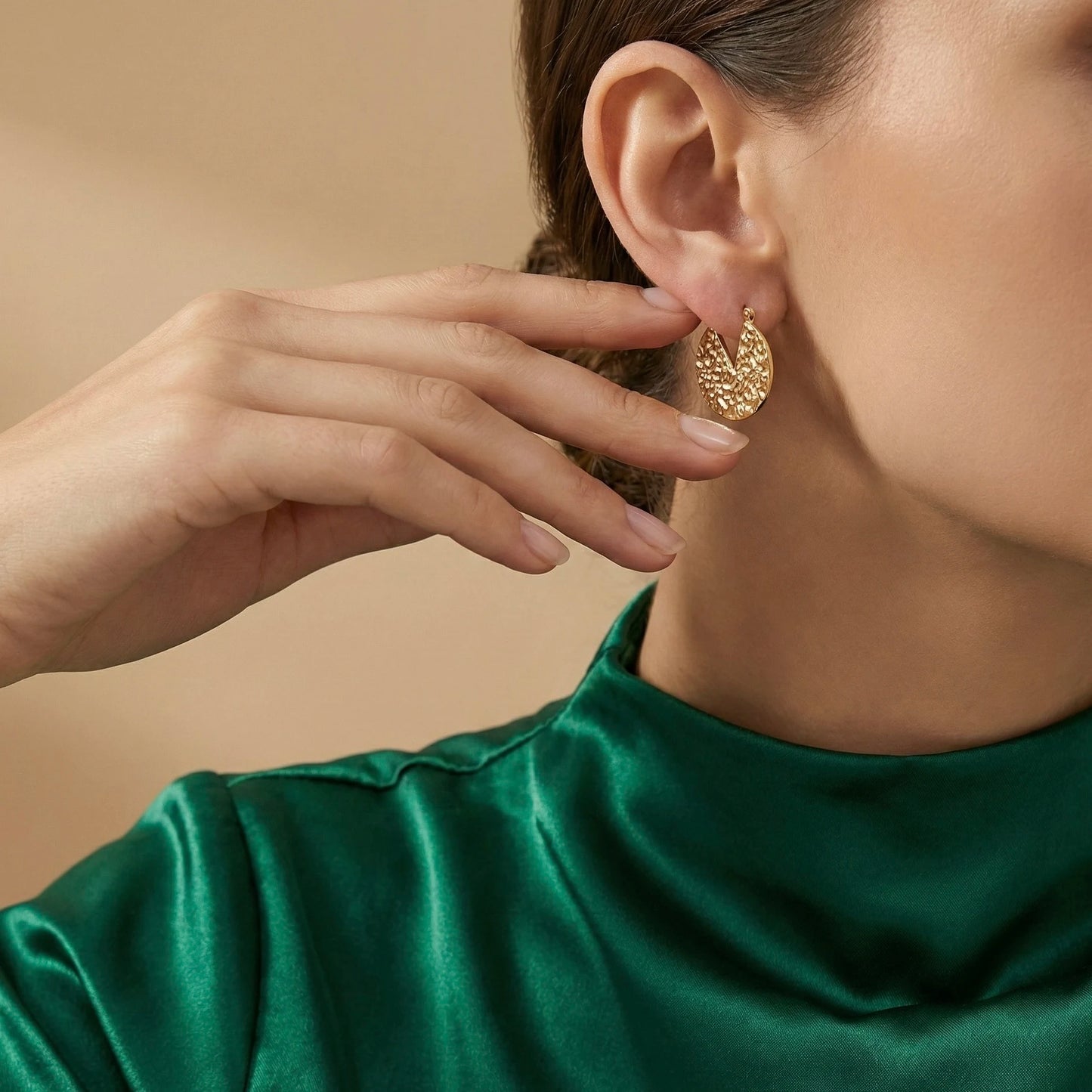 18KT Gold Plated Crater Texture Statement Earrings