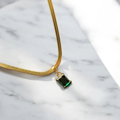 Green Gleam Anti-Tarnish Necklace Pendant