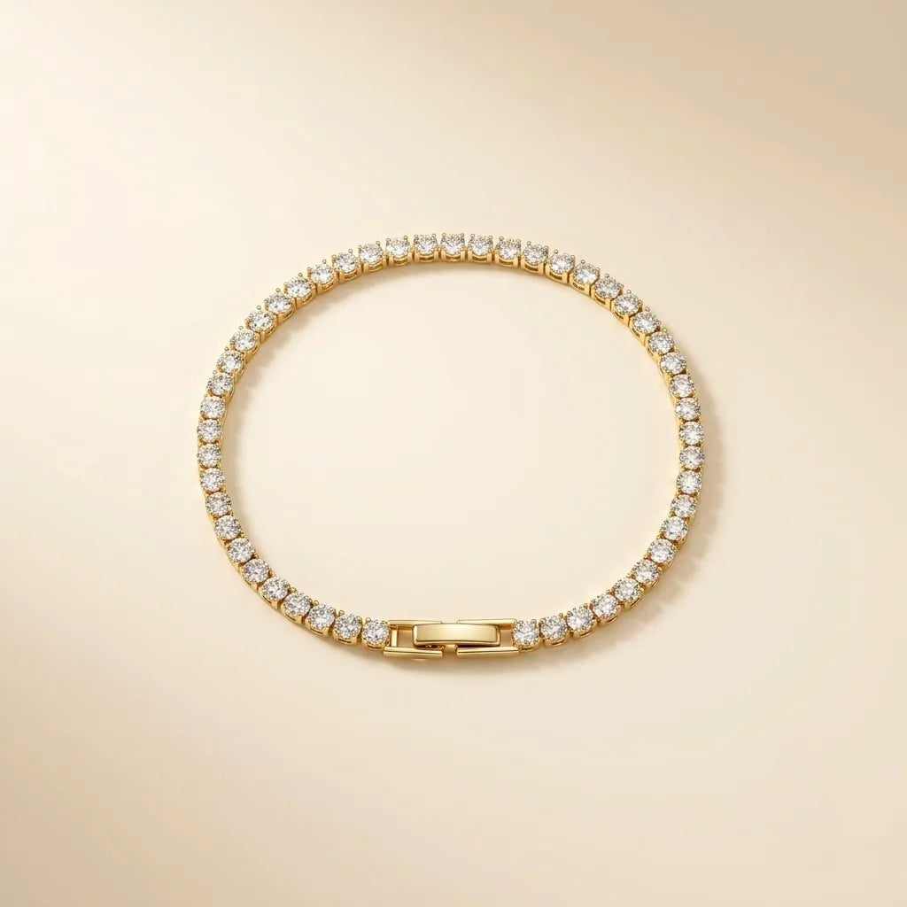 18Kt Gold Plated Minimal Crystal Tennis Bracelet