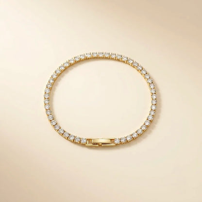 18Kt Gold Plated Minimal Crystal Tennis Bracelet