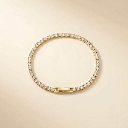 18Kt Gold Plated Minimal Crystal Tennis Bracelet