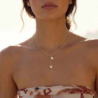 18Kt Gold Plated Heart Drop Chain Necklace for Women