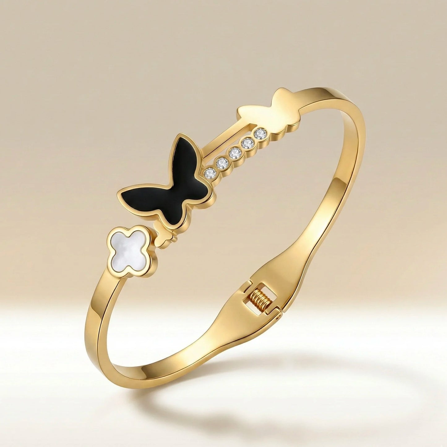 Butterfly Clover Charm Bangle