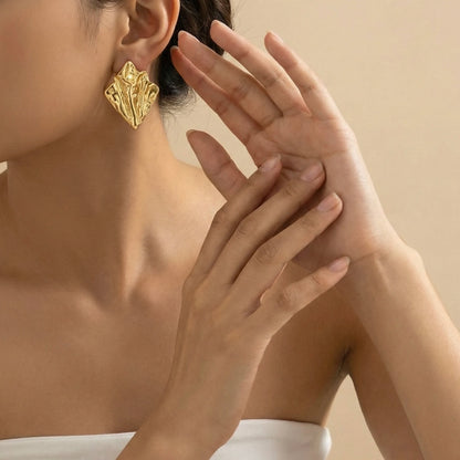 18KT Gold Plated Bold Sculpted Earrings – Anti-Tarnish & Lightweight