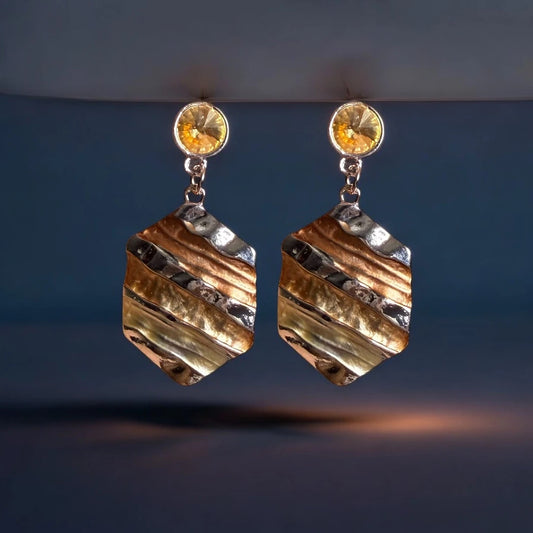 JH Gold-Rust Textured Drop Earrings