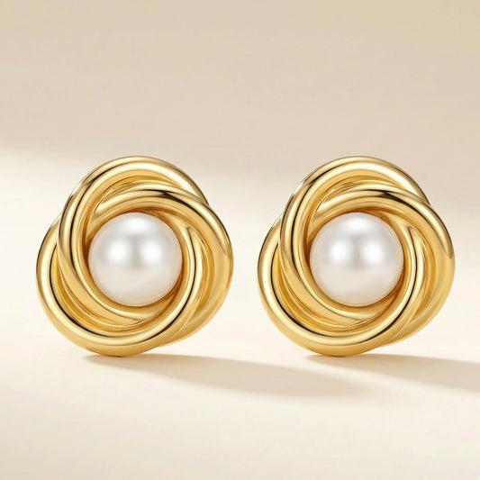 18KT Gold Plated Pearl Bloom Studs