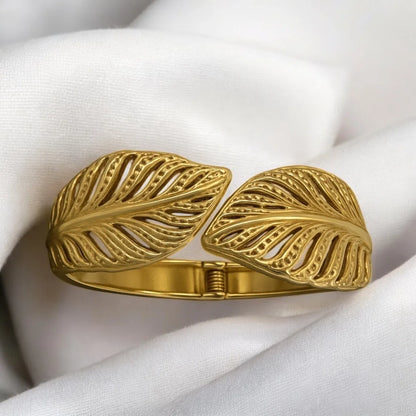 Golden Leaf Embrace Bracelet Cuff