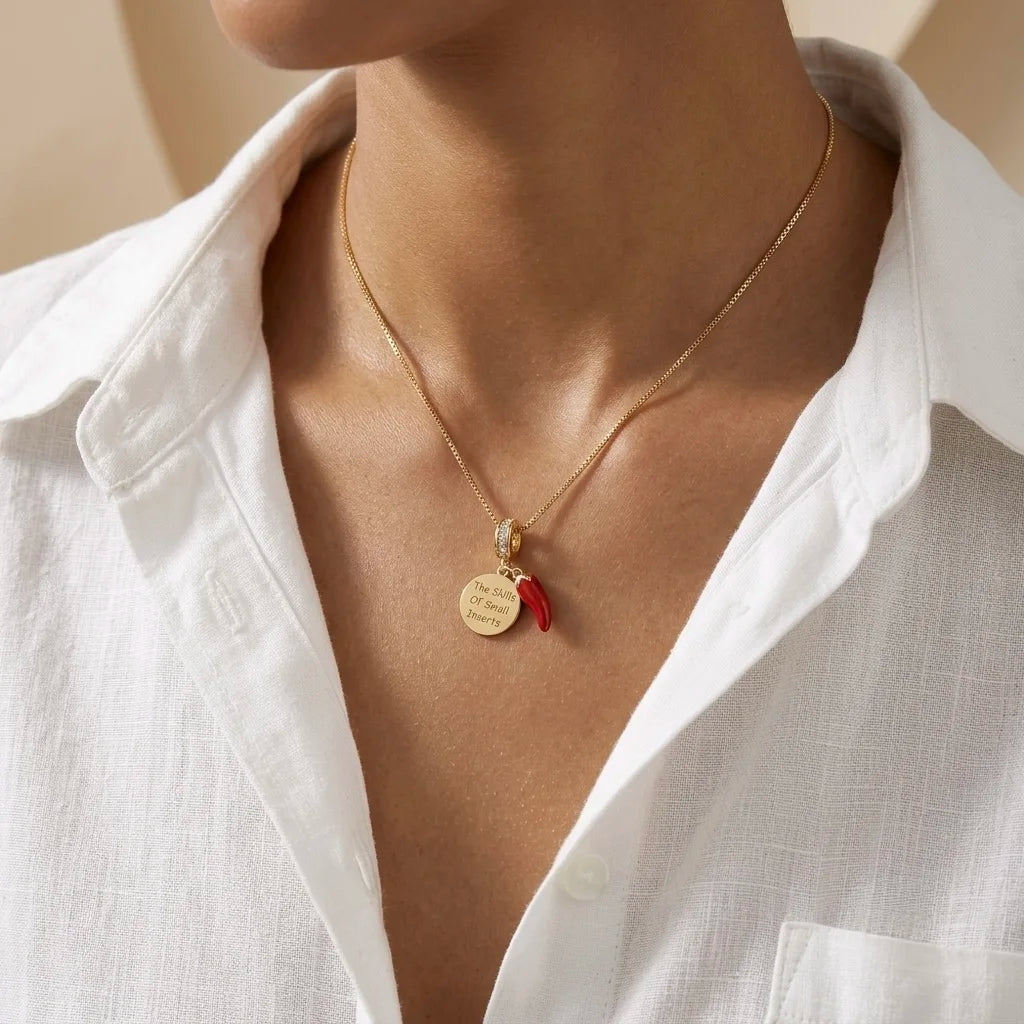 18Kt Gold Plated Lucky Chilli Charm Pendant Necklace